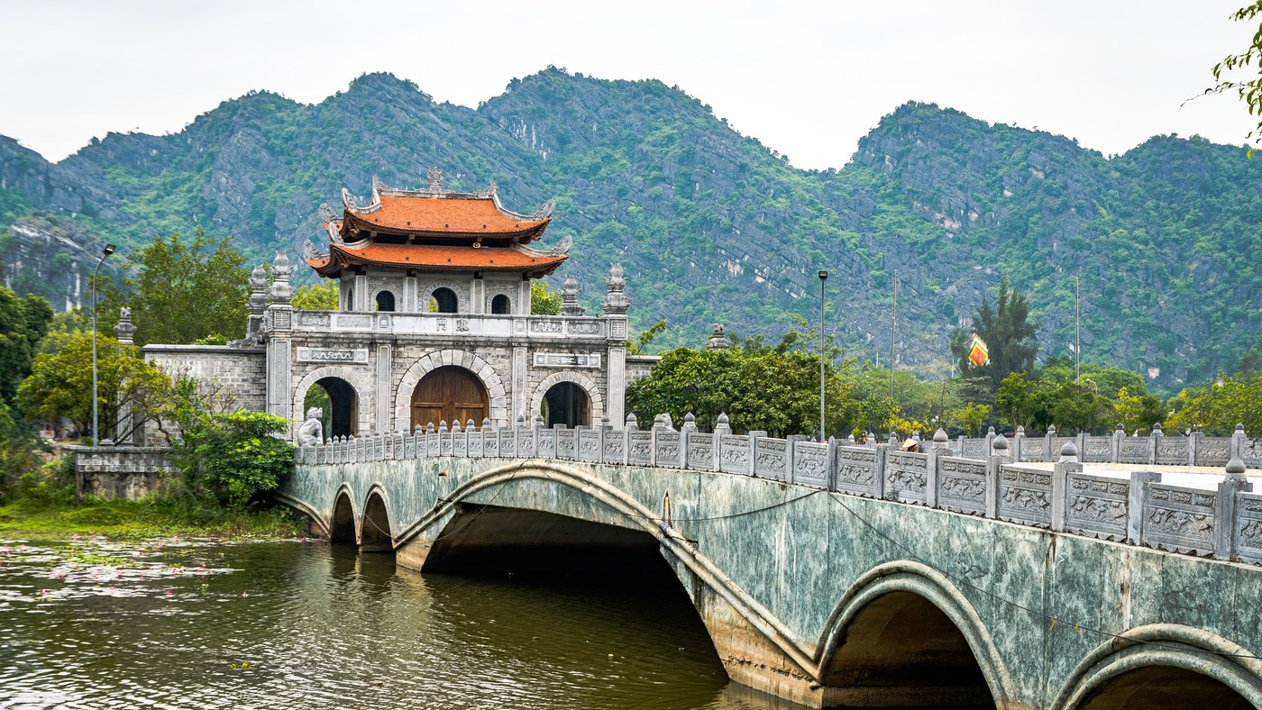 The gateway to Hoa Lu Ancient Capital among the limestone mountains of Ninh Binh